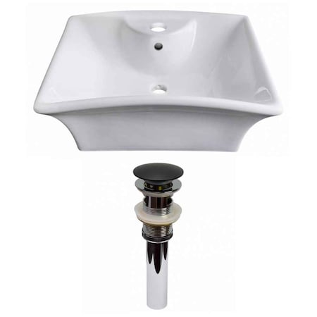 American Imaginations 19.5-in. W Above Counter White Vessel Set For 1 Hole Center Faucet AI-30954